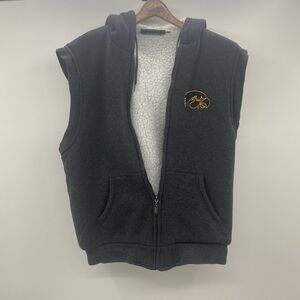 i5 Apparel Hooded Iowa Hawkeyes Full Zip Vest Sleeveless Size M Black Polyester